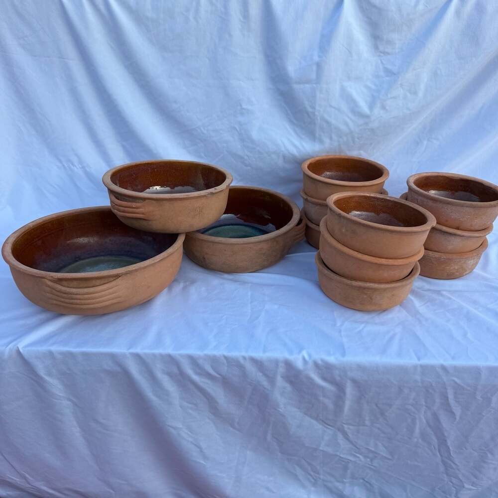 Set of 12 Brown's Pottery Arden NC Hand-Thrown Terracotta Glazed Bowls